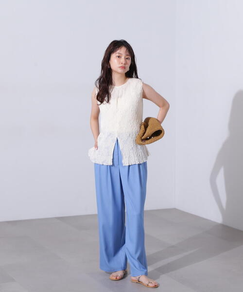 N.(N. Natural Beauty Basic)(エヌエヌナチュラルビューティーベーシック)の「スプリットヘムプリーツブラウス(シャツ/ブラウス・レディース・オフホワイト/ブラック・MEDIUM)」の22枚目の写真