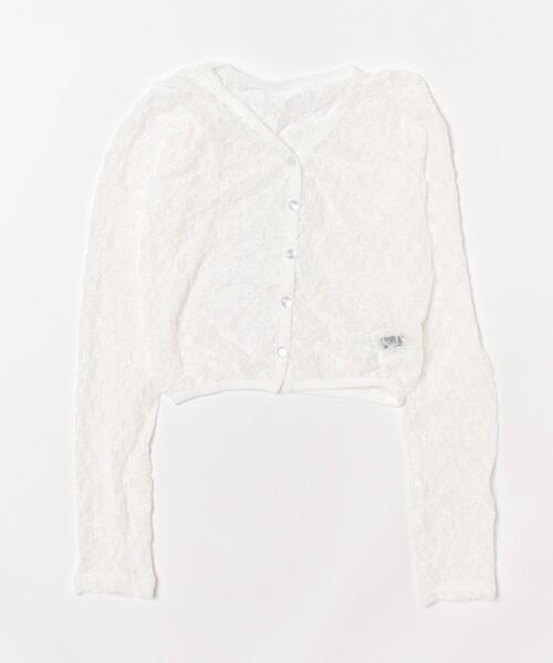 SpRay(スプレイ)の「レースクロップドカーディガン(カーディガン/ボレロ・レディース・ブラック/ホワイト・FREE)」の3枚目の写真