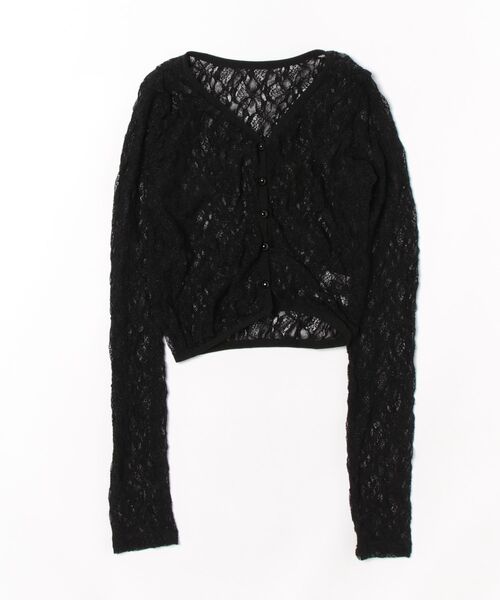 SpRay(スプレイ)の「レースクロップドカーディガン(カーディガン/ボレロ・レディース・ブラック/ホワイト・FREE)」の5枚目の写真