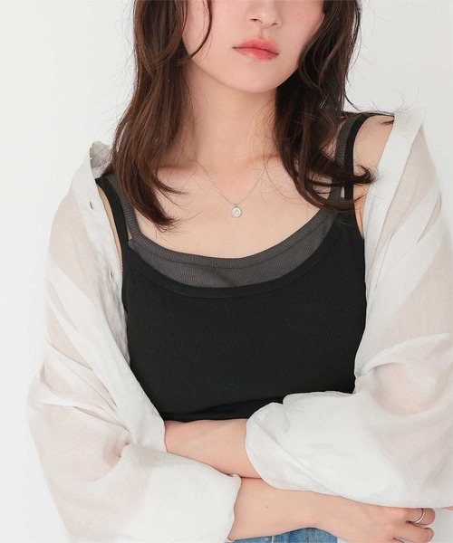 titivate（ティティベイト）の「カップ付きレイヤード風キャミソール（キャミソール・レディース・ブラウン/ライトグレー/ブラック/クリーム・S/M/L）」の5枚目の写真