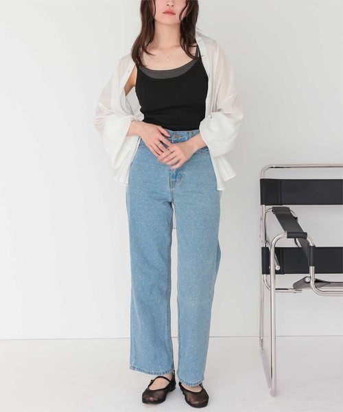 titivate（ティティベイト）の「カップ付きレイヤード風キャミソール（キャミソール・レディース・ブラウン/ライトグレー/ブラック/クリーム・S/M/L）」の10枚目の写真