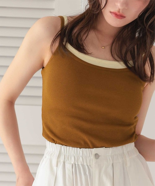 titivate（ティティベイト）の「カップ付きレイヤード風キャミソール（キャミソール・レディース・ブラウン/ライトグレー/ブラック/クリーム・S/M/L）」の16枚目の写真