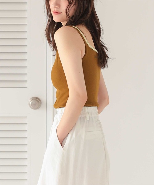 titivate（ティティベイト）の「カップ付きレイヤード風キャミソール（キャミソール・レディース・ブラウン/ライトグレー/ブラック/クリーム・S/M/L）」の18枚目の写真