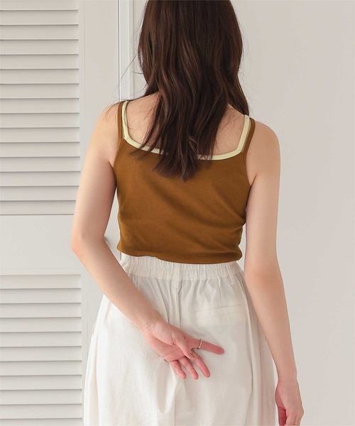 titivate（ティティベイト）の「カップ付きレイヤード風キャミソール（キャミソール・レディース・ブラウン/ライトグレー/ブラック/クリーム・S/M/L）」の19枚目の写真