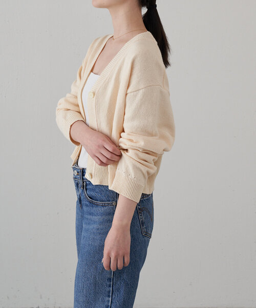 russet（ラシット）の「【再値下げ】[日本製]ニットカーディガン（カーディガン/ボレロ・レディース・アイボリー/グレイッシュベージュ・FREE）」の5枚目の写真