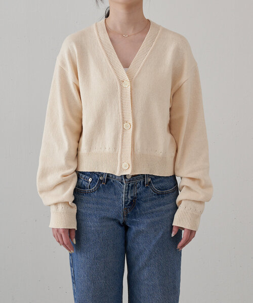russet（ラシット）の「【再値下げ】[日本製]ニットカーディガン（カーディガン/ボレロ・レディース・アイボリー/グレイッシュベージュ・FREE）」の9枚目の写真