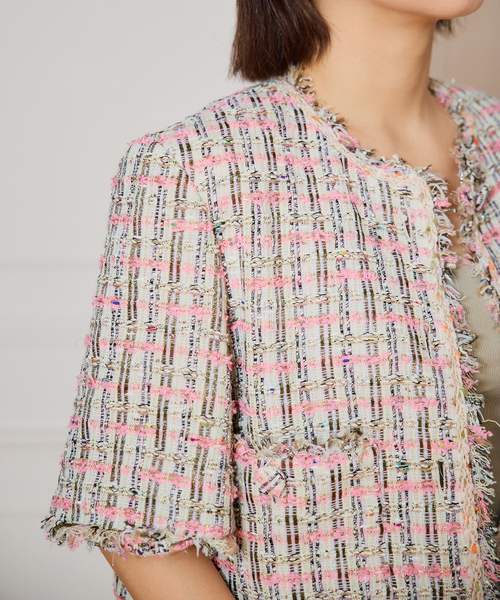 IENA LA BOUCLE(イエナラブークル)の「IENA LA BOUCLE LINTON TWEED ハーフスリーブジャケット(その他アウター・レディース・ピンク系その他・FREE)」の11枚目の写真