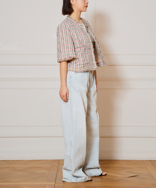 IENA LA BOUCLE(イエナラブークル)の「IENA LA BOUCLE LINTON TWEED ハーフスリーブジャケット(その他アウター・レディース・ピンク系その他・FREE)」の13枚目の写真