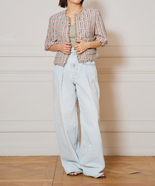 IENA LA BOUCLE LINTON TWEED ハーフスリーブジャケット（その他