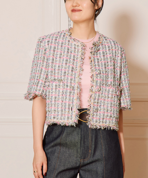 IENA LA BOUCLE(イエナラブークル)の「IENA LA BOUCLE LINTON TWEED ハーフスリーブジャケット(その他アウター・レディース・ピンク系その他・FREE)」の17枚目の写真