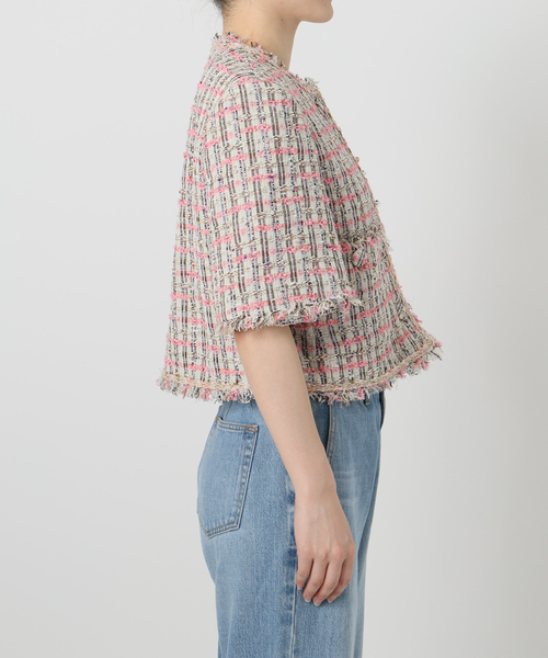 IENA LA BOUCLE LINTON TWEED ハーフスリーブジャケット（その他