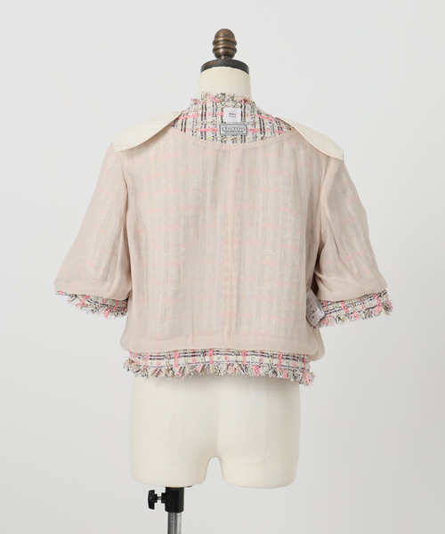 【未使用品】【タグ付き】IENA LA BOUCLE LINTON ジャケット IENA LA BOUCLE LINTON ブライトツイードジャケット（ノーカラー