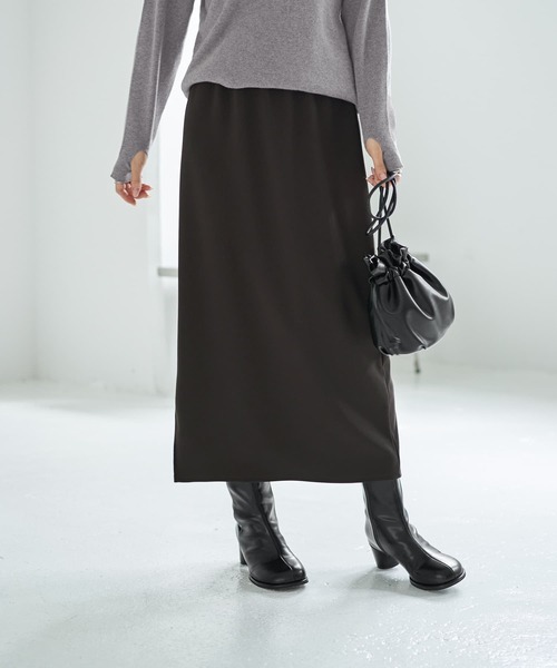 STYLE DELI(スタイルデリ)の「【LUXE】キラキラシアーとリブ生地のスカートセット(スカート・レディース・チャコールグレー/ブラウン系その他・1/2)」の9枚目の写真