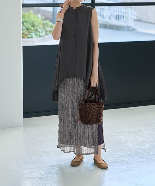 STYLE DELI(スタイルデリ)の「【LUXE】キラキラシアーとリブ生地のスカートセット(スカート・レディース・チャコールグレー/ブラウン系その他・1/2)」の13枚目の写真