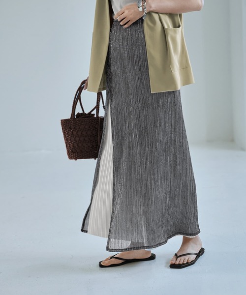 STYLE DELI(スタイルデリ)の「【LUXE】キラキラシアーとリブ生地のスカートセット(スカート・レディース・チャコールグレー/ブラウン系その他・1/2)」の20枚目の写真
