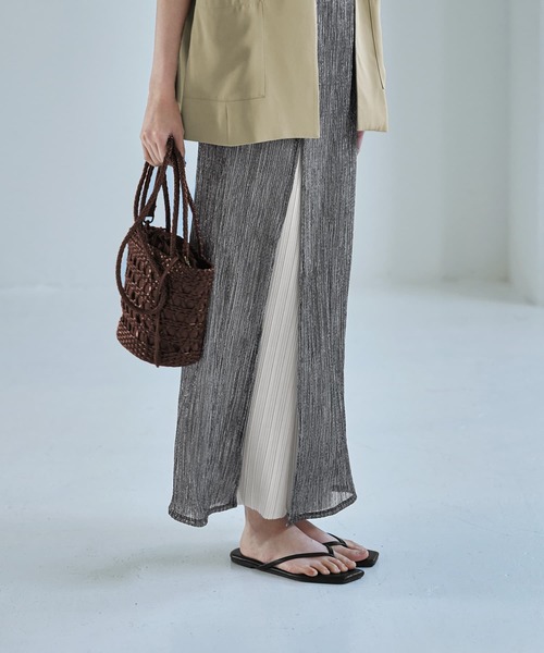 STYLE DELI(スタイルデリ)の「【LUXE】キラキラシアーとリブ生地のスカートセット(スカート・レディース・チャコールグレー/ブラウン系その他・1/2)」の21枚目の写真