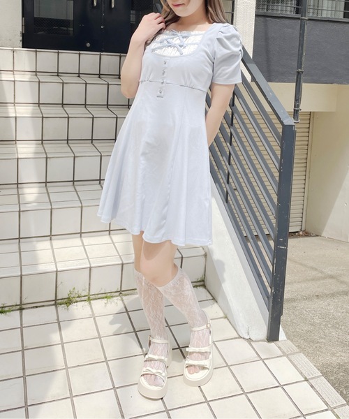abc une face(アーベーセーアンフェイス)の「ダブルリボンレイヤードワンピース(ワンピース・レディース・グレー/ブルー/ブラック/ブラック系その他・FREE)」の21枚目の写真