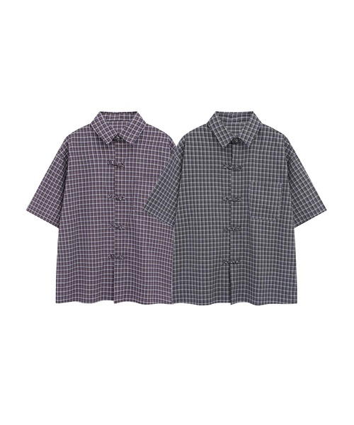 aimoha（アイモハ）の「チャイナボタンチェックシャツ (SS)（シャツ/ブラウス・メンズ・ブラック/ネイビー・LARGE/MEDIUM）」の9枚目の写真