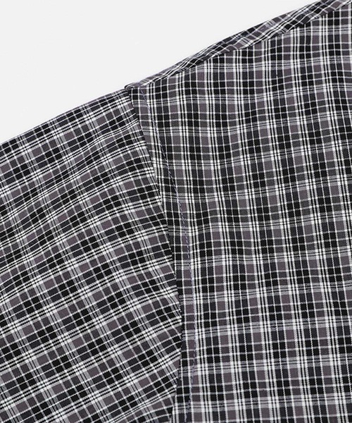 aimoha（アイモハ）の「チャイナボタンチェックシャツ (SS)（シャツ/ブラウス・メンズ・ブラック/ネイビー・LARGE/MEDIUM）」の4枚目の写真