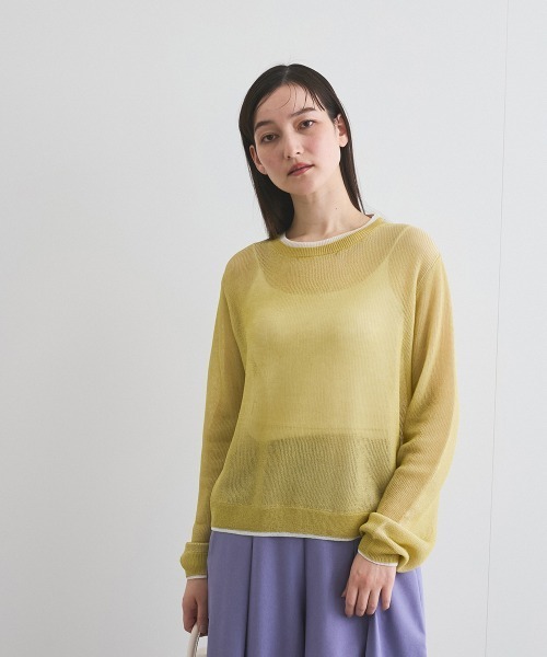 ketty(ケティ)の「麻タッチハイショクプルオーバー≪手洗い可能≫(ニット/セーター・レディース・オフホワイト/イエロー/ライトグレー・M)」の1枚目の写真