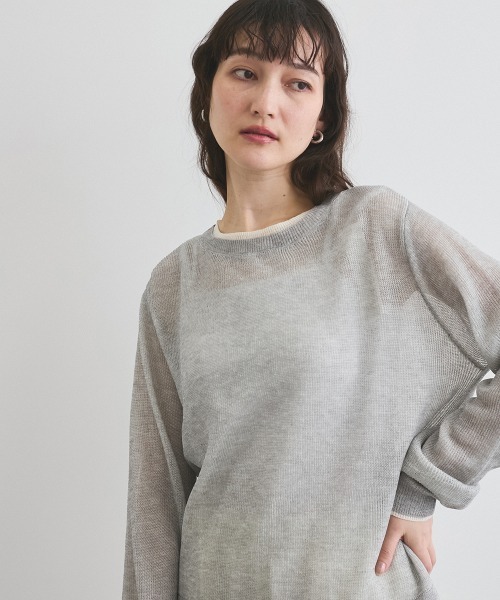 ketty(ケティ)の「麻タッチハイショクプルオーバー≪手洗い可能≫(ニット/セーター・レディース・オフホワイト/イエロー/ライトグレー・M)」の3枚目の写真