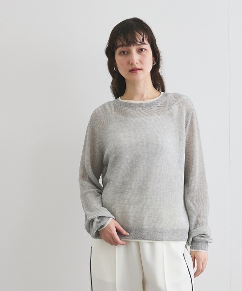 ketty(ケティ)の「麻タッチハイショクプルオーバー≪手洗い可能≫(ニット/セーター・レディース・オフホワイト/イエロー/ライトグレー・M)」の6枚目の写真