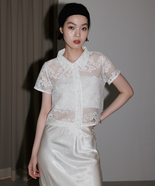 leimn（レイムン）の「【レースハーフスリーブシャツ】（シャツ/ブラウス・レディース・ホワイト/ブラック・FREE）」の10枚目の写真