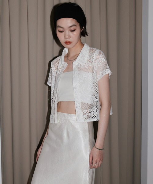 leimn（レイムン）の「【レースハーフスリーブシャツ】（シャツ/ブラウス・レディース・ホワイト/ブラック・FREE）」の9枚目の写真