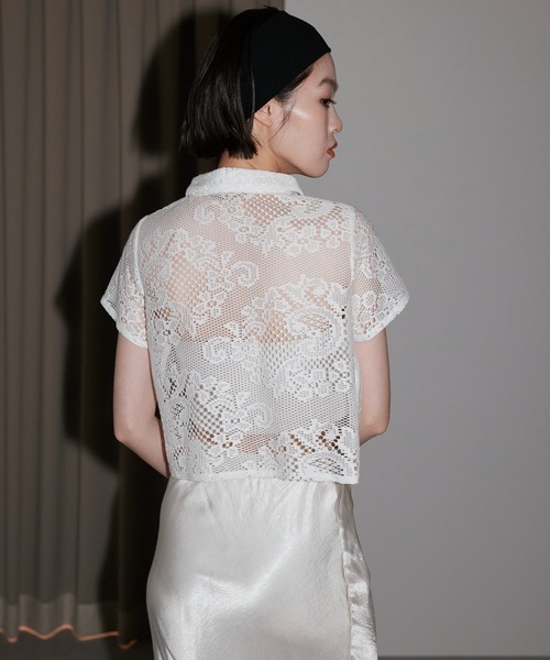 leimn（レイムン）の「【レースハーフスリーブシャツ】（シャツ/ブラウス・レディース・ホワイト/ブラック・FREE）」の6枚目の写真