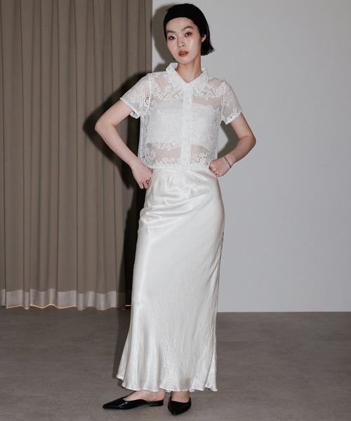 leimn（レイムン）の「【レースハーフスリーブシャツ】（シャツ/ブラウス・レディース・ホワイト/ブラック・FREE）」の4枚目の写真