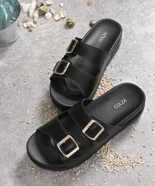 Honeys（ハニーズ）の「ダブルベルトサンダル（サンダル・レディース・ブラック系その他/ブラック/ホワイト・LL/S/M/L）」の12枚目の写真