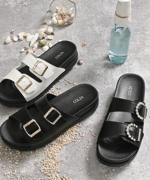 Honeys（ハニーズ）の「ダブルベルトサンダル（サンダル・レディース・ブラック系その他/ブラック/ホワイト・LL/S/M/L）」の14枚目の写真