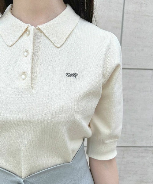 an another angelus（アンアナザーアンジェラス）の「ANロゴ刺繍ニットポロ（ポロシャツ・レディース・ブラック/レッド/アイボリー/ミント・FREE）」の8枚目の写真