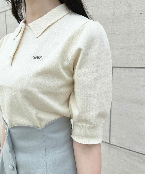 an another angelus（アンアナザーアンジェラス）の「ANロゴ刺繍ニットポロ（ポロシャツ・レディース・ブラック/レッド/アイボリー/ミント・FREE）」の7枚目の写真