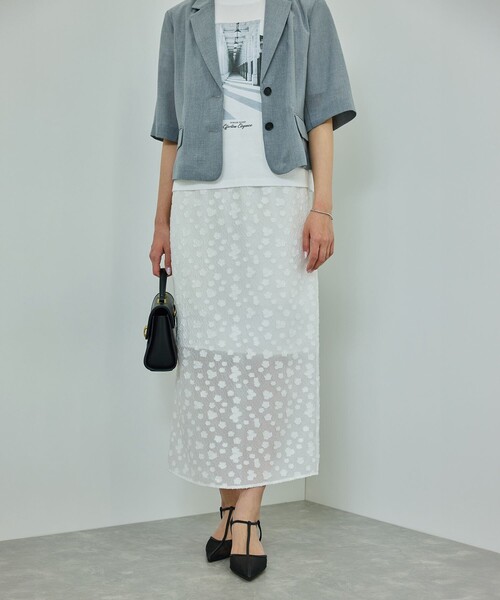 ROPE'（ロペ）の「【洗える】【WEB・一部店舗限定】フラワージャガードスカート/セットアップ対応（スカート・レディース・ブラック/ホワイト・38/36）」の9枚目の写真