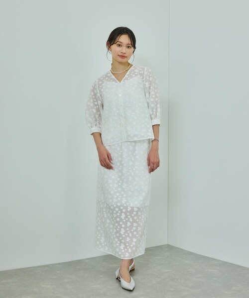 ROPE'（ロペ）の「【洗える】【WEB・一部店舗限定】フラワージャガードスカート/セットアップ対応（スカート・レディース・ブラック/ホワイト・38/36）」の11枚目の写真