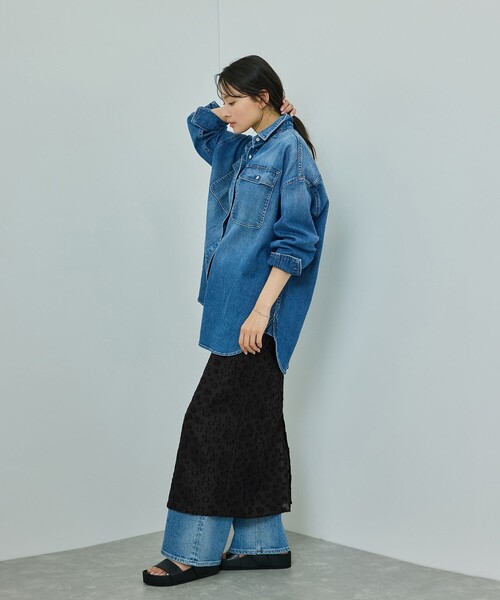 ROPE'（ロペ）の「【洗える】【WEB・一部店舗限定】フラワージャガードスカート/セットアップ対応（スカート・レディース・ブラック/ホワイト・38/36）」の12枚目の写真