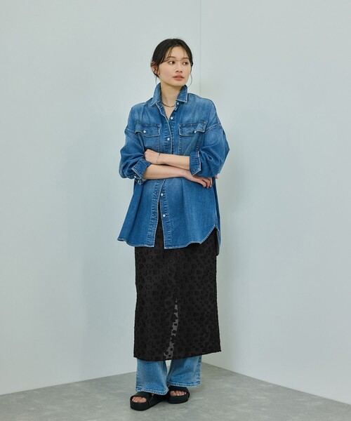 ROPE'（ロペ）の「【洗える】【WEB・一部店舗限定】フラワージャガードスカート/セットアップ対応（スカート・レディース・ブラック/ホワイト・38/36）」の13枚目の写真