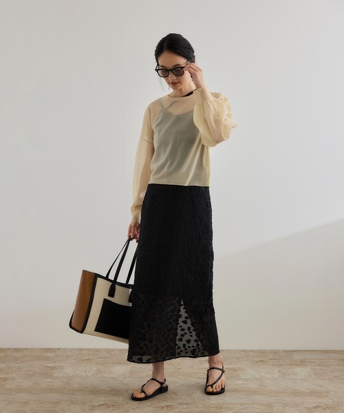 ロペ（ROPE’）/【洗える】【WEB・一部店舗限定】フラワージャガードスカート/セットアップ対応 セール】【洗える】【WEB・一部店舗限定】フラワージャガードスカート