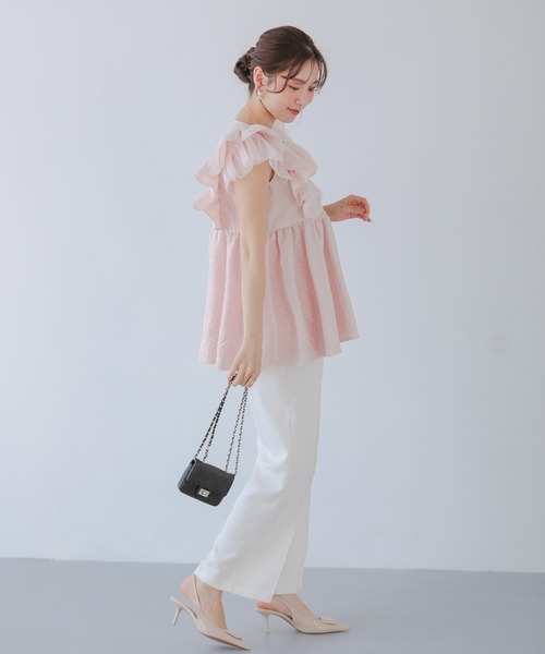 Fit more(フィットモア)の「チュールフリルジャガードドッキングトップス(その他トップス・レディース・ブルー/ベビーピンク/ブラック・FREE)」の21枚目の写真
