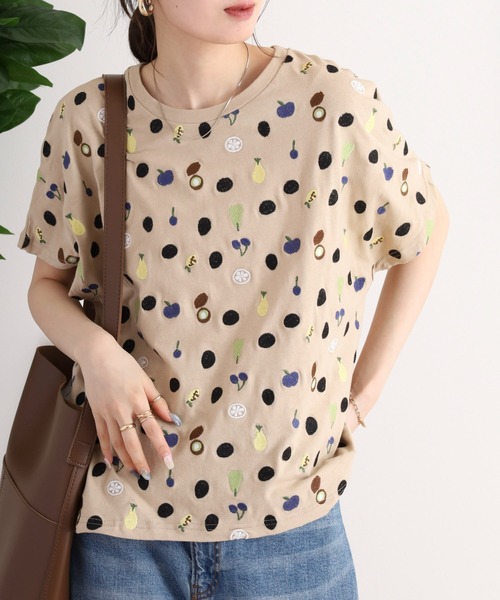 tシャツ EMAGO フルーツ刺繍ドルマンＴシャツ レディース EMAGO フルーツ刺繍ドルマンTシャツ（Tシャツ/カットソー