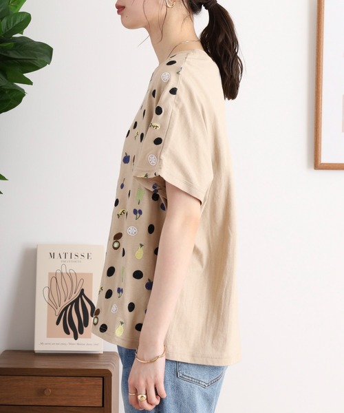 tシャツ EMAGO フルーツ刺繍ドルマンＴシャツ レディース EMAGO フルーツ刺繍ドルマンTシャツ（Tシャツ/カットソー