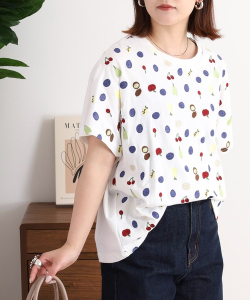 tシャツ EMAGO フルーツ刺繍ドルマンＴシャツ レディース EMAGO フルーツ刺繍ドルマンTシャツ（Tシャツ/カットソー