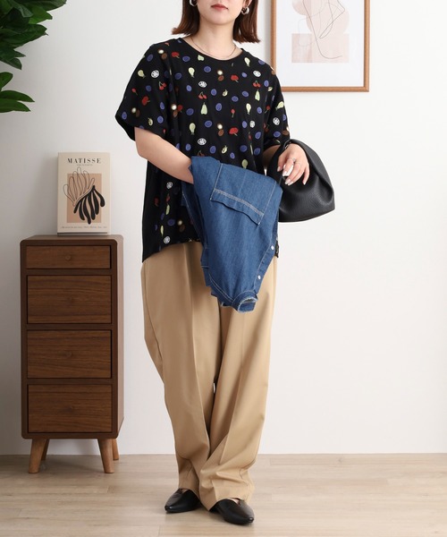 EMAGO フルーツ刺繍ドルマンTシャツ（Tシャツ/カットソー