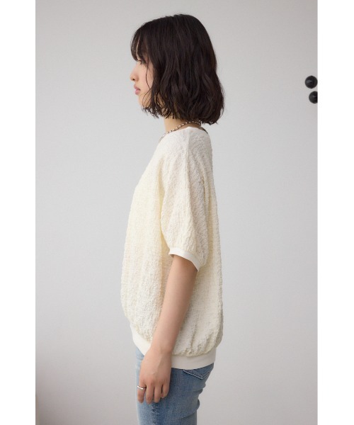 AZUL by moussy(アズールバイマウジー)の「カットジャカードトップス(Tシャツ/カットソー・レディース・アイボリー/ブラック/ライトピンク・FREE)」の8枚目の写真