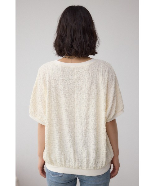 AZUL by moussy(アズールバイマウジー)の「カットジャカードトップス(Tシャツ/カットソー・レディース・アイボリー/ブラック/ライトピンク・FREE)」の9枚目の写真