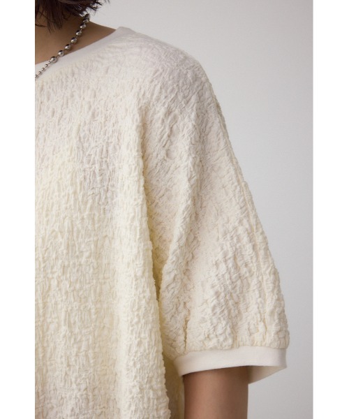 AZUL by moussy(アズールバイマウジー)の「カットジャカードトップス(Tシャツ/カットソー・レディース・アイボリー/ブラック/ライトピンク・FREE)」の11枚目の写真