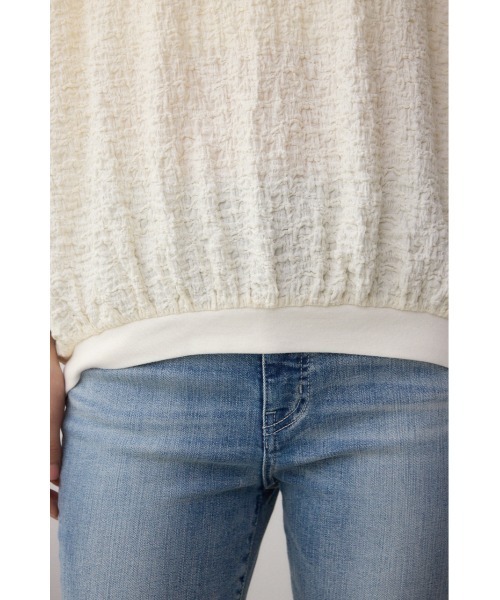 AZUL by moussy(アズールバイマウジー)の「カットジャカードトップス(Tシャツ/カットソー・レディース・アイボリー/ブラック/ライトピンク・FREE)」の12枚目の写真
