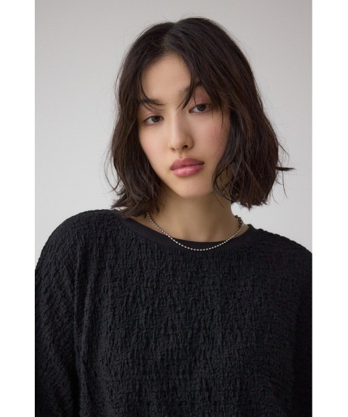 AZUL by moussy(アズールバイマウジー)の「カットジャカードトップス(Tシャツ/カットソー・レディース・アイボリー/ブラック/ライトピンク・FREE)」の13枚目の写真