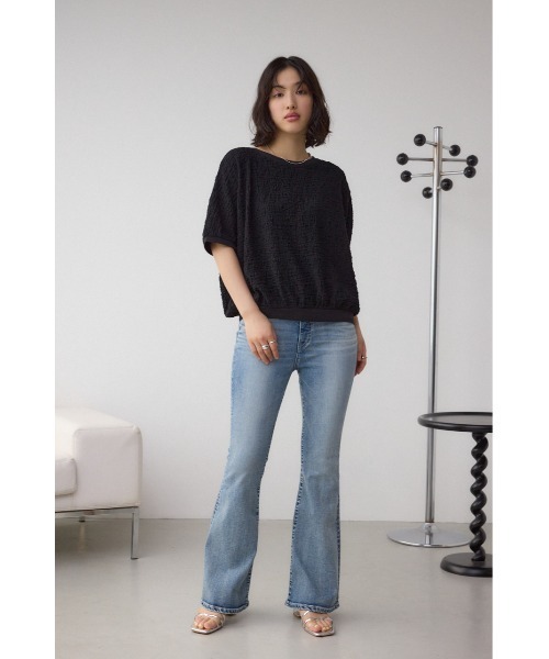 AZUL by moussy(アズールバイマウジー)の「カットジャカードトップス(Tシャツ/カットソー・レディース・アイボリー/ブラック/ライトピンク・FREE)」の15枚目の写真